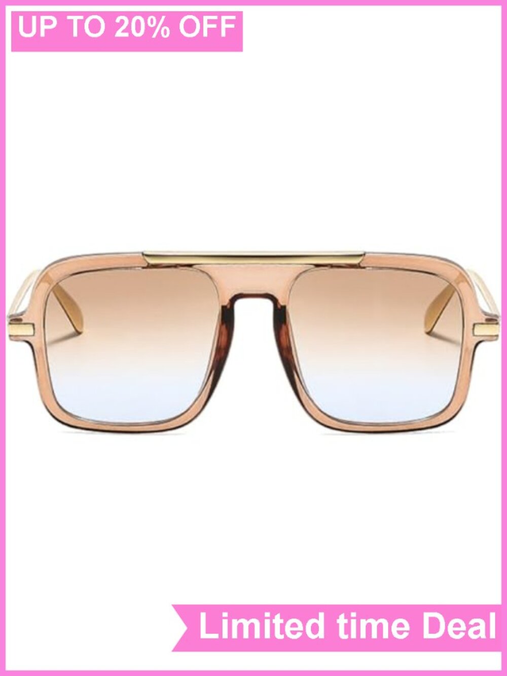 Retro Square Sunglasses Women Men Oversized Vintage Pilot Metal Frame UV400